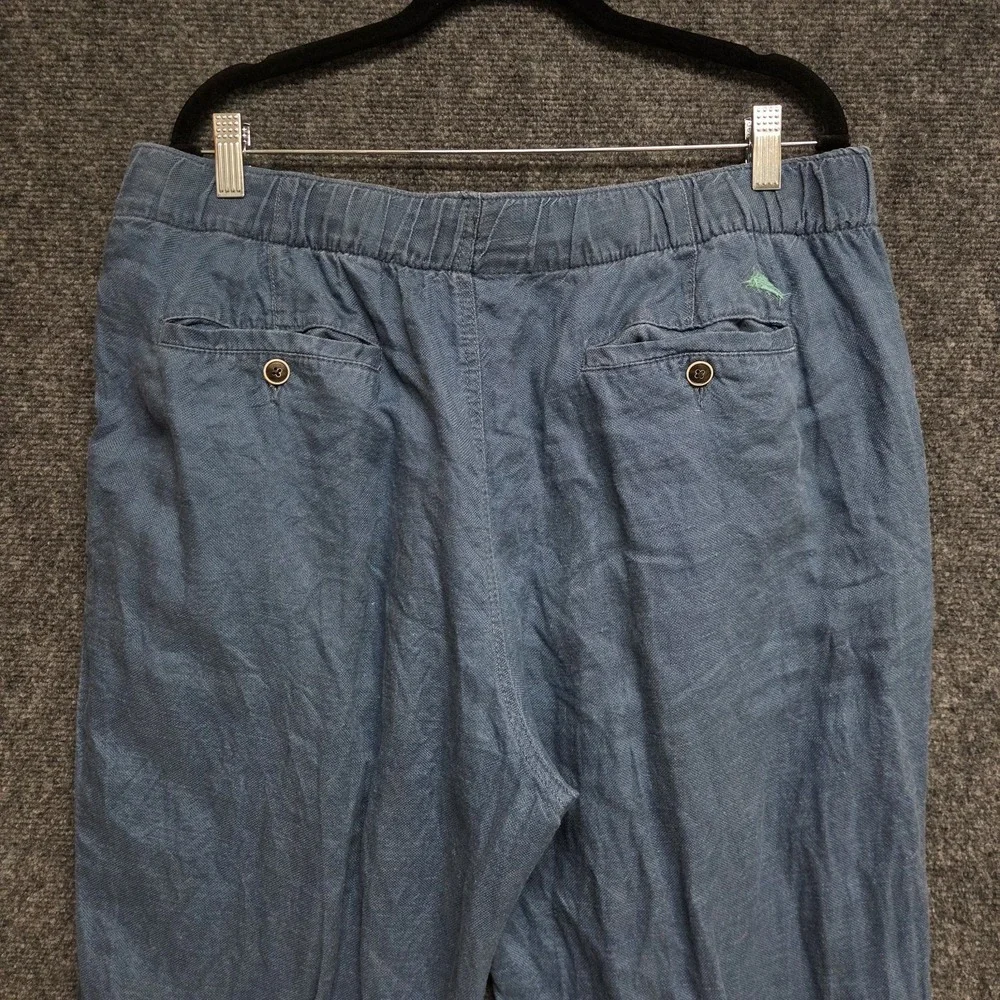 Tommy Bahama Pants Mens XL Blue Linen Tencel Blend Drawstring Relaxed Casual